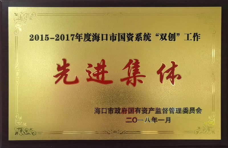 2015-2017年度海口市國資系統(tǒng)“雙創(chuàng)”工作先進集體